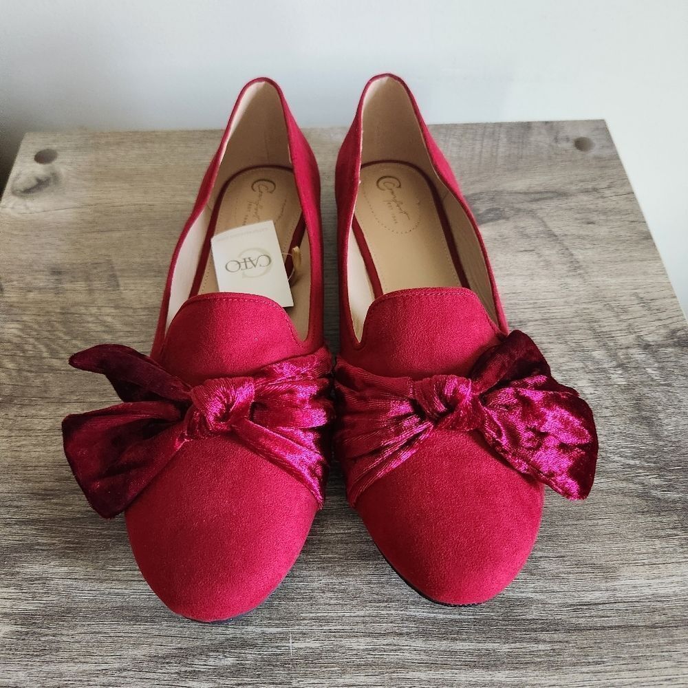 CATO RED FLAT/LOW HEEL SHOES WITH SUEDE BOW
